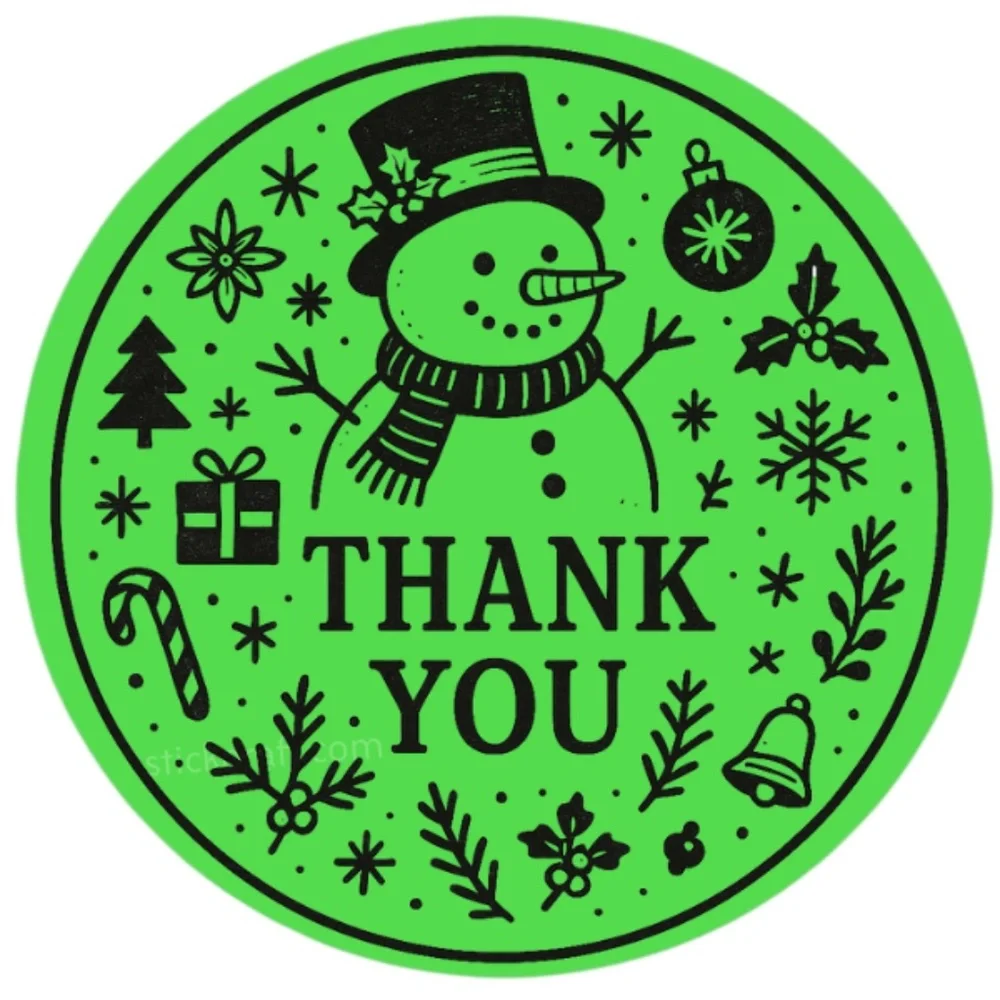 Christmas Gift Packaging Stickers – Snowman Holographic Thank You